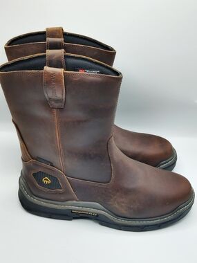 New Wolverine Brown Leather Work Boots - Insulated Pull-On Safety Boots